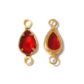 Gold Teardrop Red Gemstone Double Loop Connector DIY Jewelry Charm Component Accessory Parts - Pear-Shaped Double Loop (TP2824) / Red