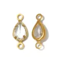 Gold teardrop crystal jewelry connector pendant DIY accessories for handmade crafting charm item - Pear-Shaped Double Loop (TP2824) / White
