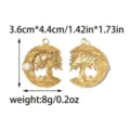 Edelstahl Lebensbaum Mond Anhänger gold DIY Schmuck Charm Zubehör Variante Stück - Gold Lebensbaum Mond (TP2557-02) / 3.6x4.4cm