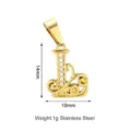 Dettaglio pendente lettera in acciaio inossidabile dorato, design elegante con pietre zirconi. - Stile Lettera L (PJ0158-02*L)