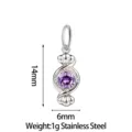 Stainless steel candy pendant featuring a sparkling purple cubic zirconia. Elegant and durable. - Candy Style (PJ0232-01) / Purple