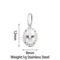 Stainless steel oval cubic zirconia pendant necklace accessory 12x8mm lightweight charm. - Large Oval Pendant Only (Without Chain) (PJ0246-01) / 12x8mm / White