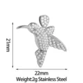 Stainless Steel Hummingbird Pendant Clear Zirconia Charm DIY Jewelry Accessory 21x22mm - Hummingbird Style (PJ0234-01) / Gold