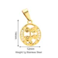 Dettaglio del ciondolo in acciaio inossidabile con dimensioni 14x12mm e pietre di zircone. - Stile Lettera O (PJ0161-02*O)