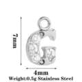 Pendente lettera G in acciaio inossidabile con strass, ciondolo DIY per gioielli 7x4mm. - Oro Lettera G (PJ0336-01*G)