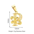 Ciondolo lettera in acciaio inossidabile dorato con zirconi, vista dettagliata 14x12mm. - Stile Lettera P (PJ0162-02*P) / Oro
