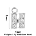 Ciondolo lettera H in acciaio inossidabile strass DIY accessorio di gioielleria 7x5mm 0.5g parte - Oro Lettera H (PJ0337-01*H)
