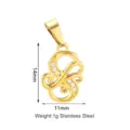 Dettaglio del ciondolo in acciaio inossidabile con dimensioni e zirconi splendenti. - Stile Lettera S (PJ0165-02*S) / Oro