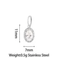 Stainless steel oval halo crystal pendant necklace accessory, size 11x7mm, 0.5g lightweight. - Small Oval (PJ0247-01) / 11x7mm / White