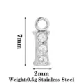 Ciondolo lettera I in acciaio inossidabile con zirconi brillanti, charm 7x2mm per gioielli fai da te. - Oro Lettera I (PJ0338-01*I)