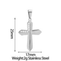Stainless steel cross pendant with white cubic zirconia, size 25x17mm, lightweight. - White (PJ0236-01)