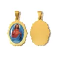 Pendente ovale religioso con ritratto di Gesù in acciaio inossidabile dorato vintage - Gesù Ovale Oro Intagliato (TP2911-02zj2)