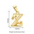 Ciondolo lettera Z in acciaio inossidabile con zirconi cubici, accessorio di moda. - Stile Lettera Z (PJ0172-02*Z)