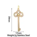 Gold Stainless Steel Paved Crystal Fleur-de-lis Key Pendant Jewelry Accessory Variant - 39mm Fleur-de-lis Key / Silver (PJ0187-01*Large Iris)
