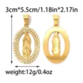 Ciondolo Vergine Maria in acciaio inossidabile con strass, gioielli religiosi per collane. - Stile Vergine Maria (TP2743-02) / 3cm x 5,5cm