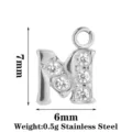 Ciondolo lettera M in acciaio inox con strass charm gioielli DIY per collana regalo top - Ciondolo Lettera M (PJ0342-01*M) / Argento