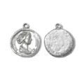 Vintage Edelstahl Porträt Münze Anhänger DIY Schmuck Zubehör runder Charm Anhänger - Silber Porträt Münze Stil (TP2773-01) / Silber