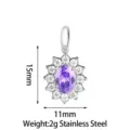 Stainless steel purple zircon sunflower pendant necklace accessory, elegant floral jewelry piece. - Large Sunflower (PJ0248-01) / Purple