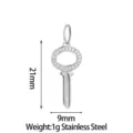 Stainless steel rhinestone key pendant charm for DIY jewelry making and accessories. - Key Pendant (PJ0241-01) / White