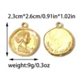 Vintage goldmünze anhänger edelstahl schmuck diy schlüsselanhänger zubehör 2.3x2.6cm - Gold Porträt Münze Stil (TP2773-02) / 2.3x2.6cm / Gold