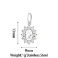Stainless steel sunburst zircon pendant SKU variant, elegant jewelry accessory 1pc - Small Sunflower (PJ0249-01) / White