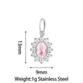 Stainless steel pink zirconia cluster pendant necklace accessory, 13x9mm, elegant jewelry. - Small Sunflower (PJ0249-01) / Pink