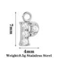 Ciondolo lettera P in acciaio inossidabile con diamanti, gioielli fai da te, 7x4mm, 0,5g leggero. - Oro Lettera P (PJ0345-01*P)