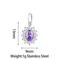 Stainless steel purple cubic zirconia sunflower pendant variant, size 13x9mm, weight 1g - Small Sunflower Style (PJ0249-01) / 13x9mm / Purple