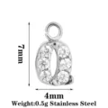 Ciondolo lettera Q in acciaio inossidabile e cristallo, charm iniziale 7x4mm per gioielli fai. - Oro Lettera Q (PJ0346-01*Q)