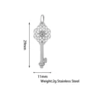 Stainless steel crystal rhinestone flower key pendant DIY jewelry accessory 29mm silver tone - 29mm Fleur-de-lis Key / Silver (PJ0178-01)