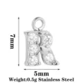 Ciondolo lettera R in strass acciaio inossidabile charm DIY accessorio gioielli 7x5mm - Oro Lettera R (PJ0347-01*R)