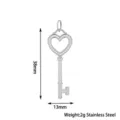 Stainless steel heart key pendant with sparkling stones, lightweight fashion jewelry accessory. - 38mm Heart Key / Silver (PJ0179-01*Large)