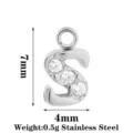 Ciondolo a lettera S in acciaio inossidabile con strass per accessori gioielli DIY - Oro Lettera S (PJ0348-01*S)