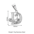 Pendente con lettera D in acciaio inossidabile e zirconi, accessorio elegante fai da te. - Stile Lettera D (PJ0150-01*D)