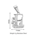 Ciondolo Lettera E in Acciaio Inossidabile Zircone Onda Charm Accessorio Gioiello - Stile Lettera E (PJ0151-01*E)