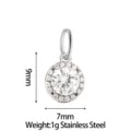 Stainless steel round zircon pendant charm for DIY jewelry making, stylish trendy accessory. - Round Rhinestone Pendant (PJ0233-01) / S / White