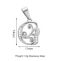 Ciondolo lettera in acciaio inossidabile con zirconi, elegante accessorio per gioielli fai da te. - Stile Lettera G (PJ0153-01*G) Solo Ciondolo (Senza Catena)