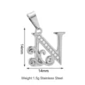Ciondolo con lettera N in acciaio inossidabile con zirconi e volute, taglia 14mm, peso 1.5g. - Stile Lettera N (PJ0160-01*N)