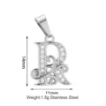 Ciondolo Lettera R in Acciaio Inossidabile Zirconia Charm DIY Accessorio - 14x11mm - Stile Lettera R (PJ0164-01*R) / Oro