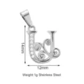 Ciondolo lettera U in acciaio inossidabile con zirconi brillanti e dettagli di volute. - Stile Lettera U (PJ0167-01*U)