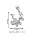 Ciondolo Lettera V in Acciaio Inossidabile con Zircone 14x12mm Accessorio Gioiello 1g - Stile Lettera V (PJ0168-01*V)