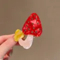 Süße Strass Pilz Acetat Haarklammer für süße tägliche Frisuren und halbe Zopf Haar-Accessoires. - Pilz Haarklammer / Rot