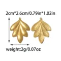 Goldfarbene Edelstahl Blatt Anhänger DIY Schmuck Accessoires ca. 2x2.6cm leicht - Gehämmerter Blattanhänger (TP2533-02)