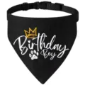 Bandana d'anniversaire pour animal noir avec collier reglable et motif de couronne. - S / Modèle Boy noir