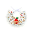 Christmas pet bib detail featuring a cute plush reindeer, gingerbread print, and delicate white lace. - Style 2 / One Size