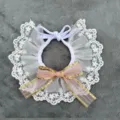 Cute lace pet collar with pink bow, stylish lace bib for cats and small dogs daily wear. - Pink