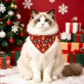 Gros plan sur le bandana de noël festif avec joli motif de bonhomme en pain d'épices rouge. - Style Noël C
