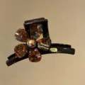 Elegante molletta per capelli a fiore marrone da donna, fermaglio chic per acconciature. - Stile Fiore Etichetta d'Oro / Piccolo (circa 8cm) / blu-marrone