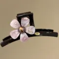 Grande molletta per capelli a fiore con centro metallico e petali marmorizzati donna - Stile Fiore Etichetta d'Oro / Grande (circa 13 cm) / Rosa