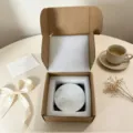 Natural marble round coaster with metal stand in gift box home decor tabletop accessory - Carrara White Round Set of 4